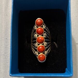 Elegant Silver and Red Stone Ring